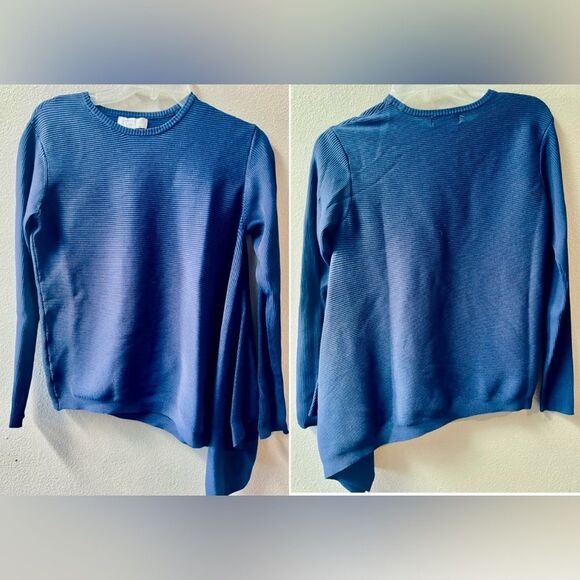 DEREK LAM BLUE ASYMMETRICAL KNIT PULLOVER WOMENS SIZE XS - Picture 2 of 8